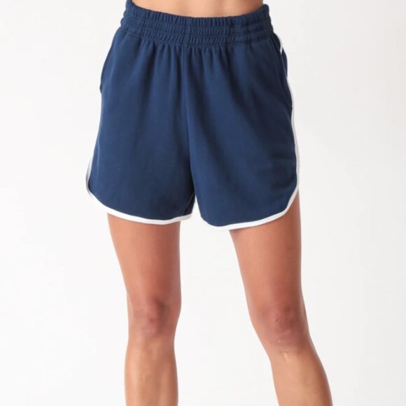Electric & Rose Track Short in Navy Blue French Terry NEW‎ USA $128 Small - Picture 3 of 9
